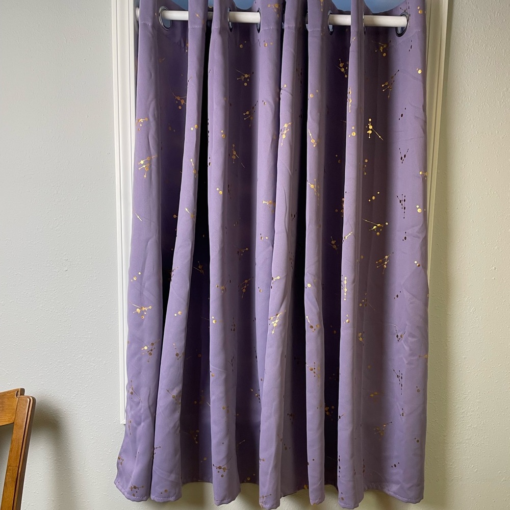 Deconovo Blackout curtains 2 panels purple gold - Picture 2 of 8
